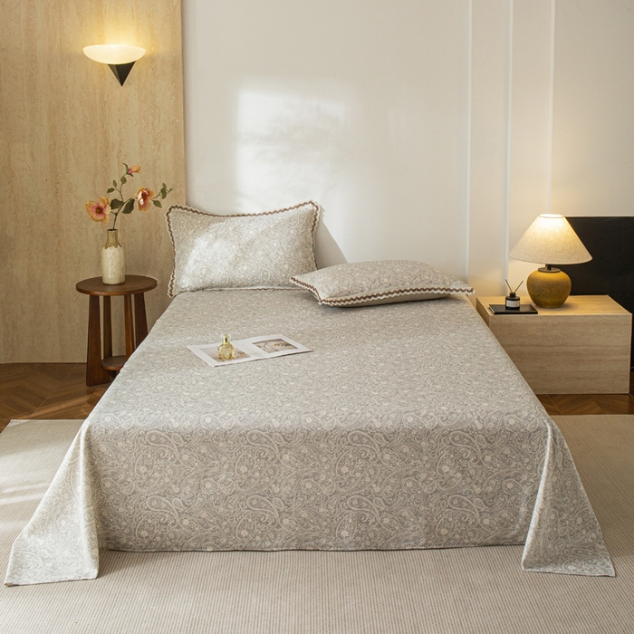 91家纺网 家纺一手货源 找家纺 优米家纺 2026新款棉麻印花床单单件床单单品 暮色织语