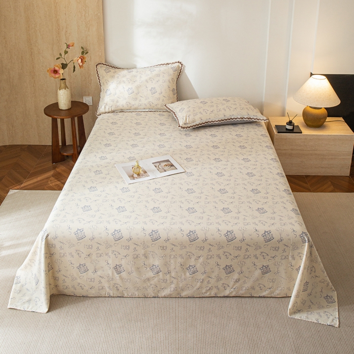 91家纺网 家纺一手货源 找家纺 优米家纺 2026新款棉麻印花床单单件床单单品 木马乐园