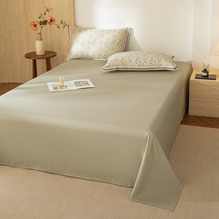 91家纺网 家纺一手货源 找家纺 优米家纺 2026新款棉麻印花床单单件床单单品 冷雾灰