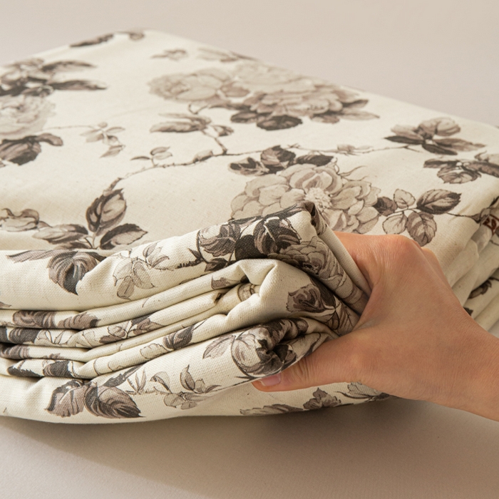 91家纺网 家纺一手货源 找家纺 优米家纺 2026新款棉麻印花床单单件床单单品 月光纱