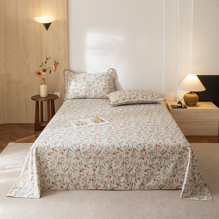 91家纺网 家纺一手货源 找家纺 优米家纺 2026新款棉麻印花床单单件床单单品 热带汐语