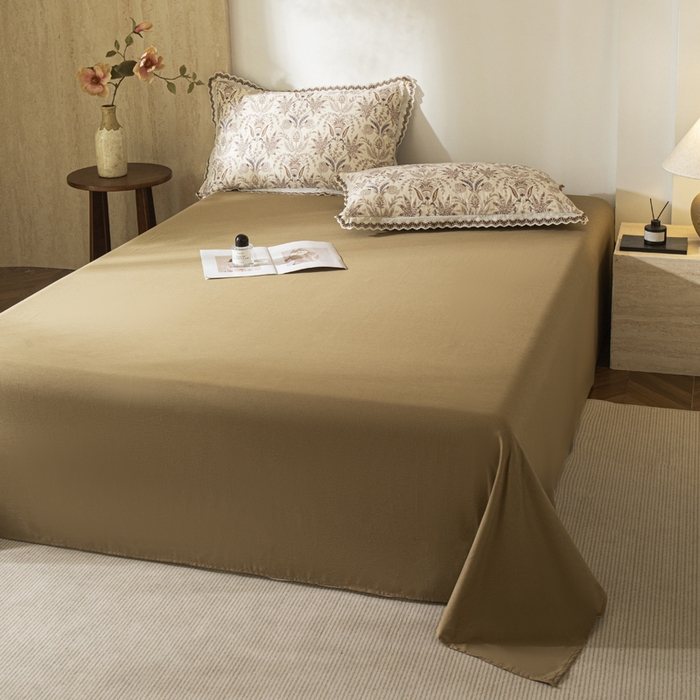 优米家纺 2026新款棉麻印花床单单件床单单品 杏仁咖