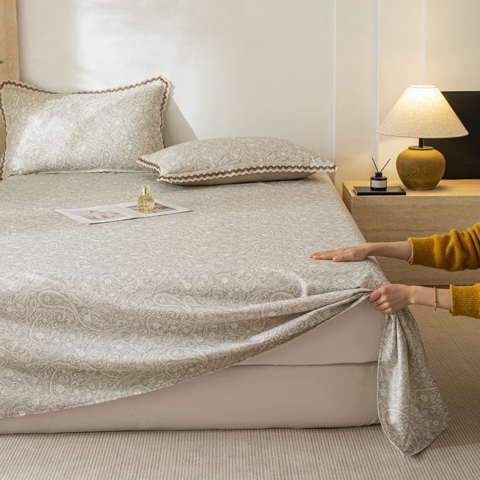 91家纺网 家纺一手货源 找家纺 优米家纺 2026新款棉麻印花床单单件床单单品 暮色织语