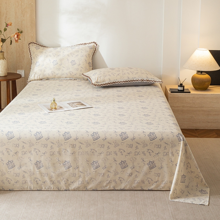 91家纺网 家纺一手货源 找家纺 优米家纺 2026新款棉麻印花床单单件床单单品 木马乐园