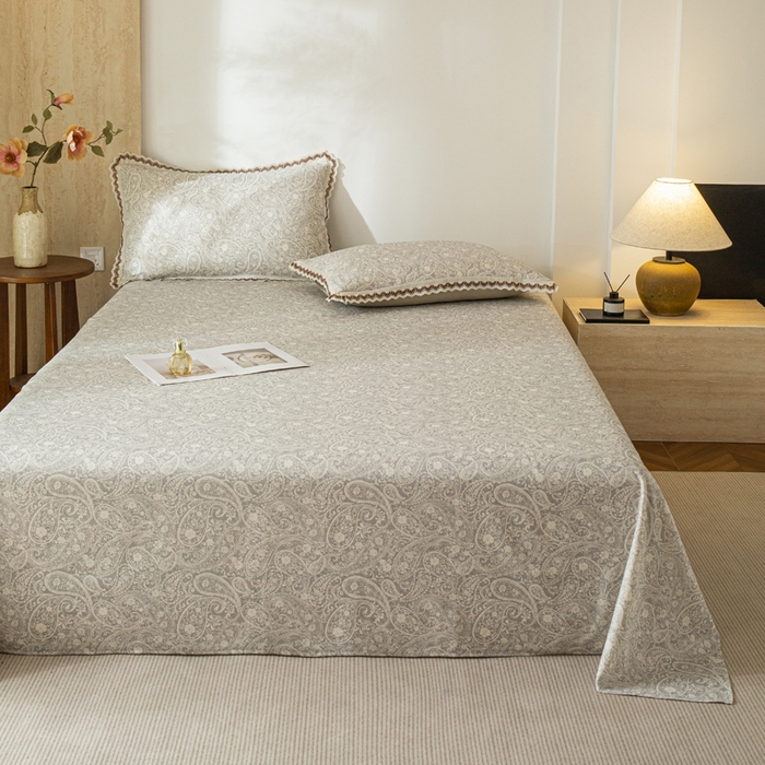 91家纺网 家纺一手货源 找家纺 优米家纺 2026新款棉麻印花床单单件床单单品 暮色织语