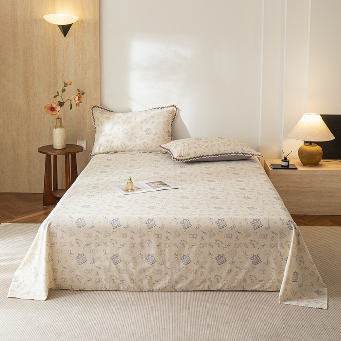 91家纺网 家纺一手货源 找家纺 优米家纺 2026新款棉麻印花床单单件床单单品 木马乐园