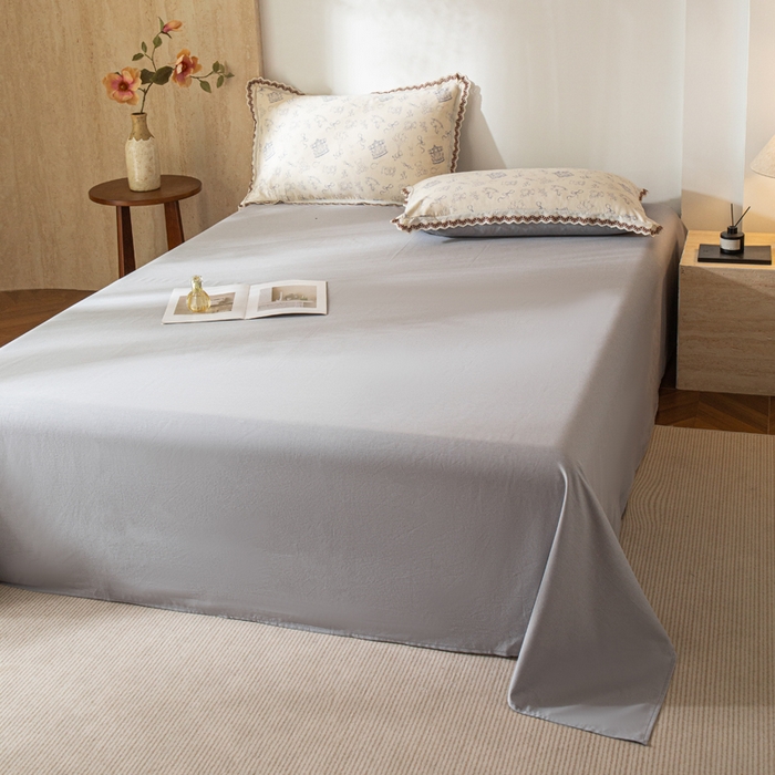 91家纺网 家纺一手货源 找家纺 优米家纺 2026新款棉麻印花床单单件床单单品 暮云灰