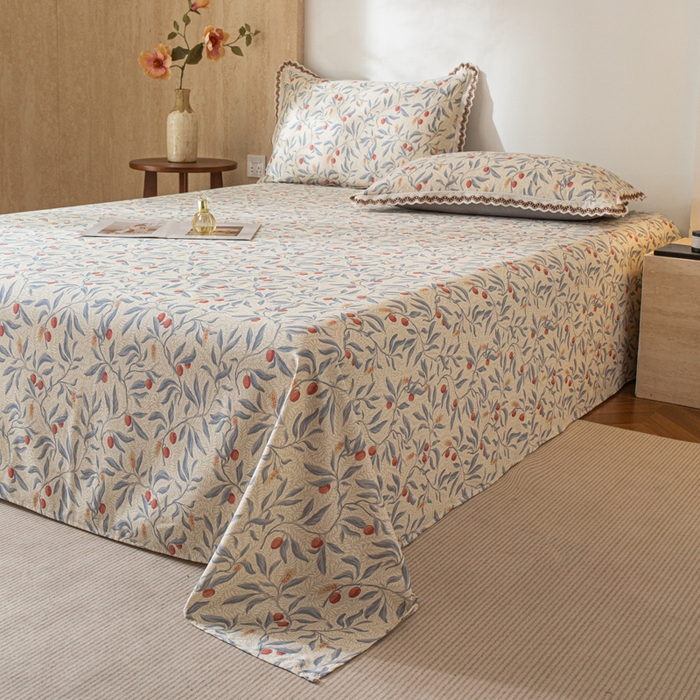 91家纺网 家纺一手货源 找家纺 优米家纺 2026新款棉麻印花床单单件床单单品 热带汐语