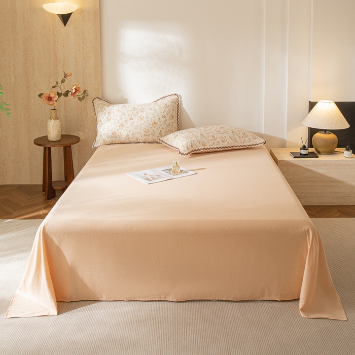 91家纺网 家纺一手货源 找家纺 优米家纺 2026新款棉麻印花床单单件床单单品 玉颜粉