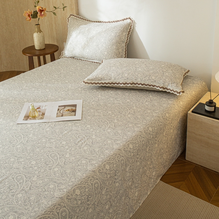 91家纺网 家纺一手货源 找家纺 优米家纺 2026新款棉麻印花床单单件床单单品 暮色织语