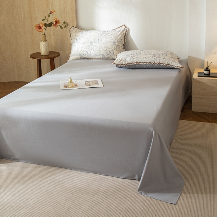 91家纺网 家纺一手货源 找家纺 优米家纺 2026新款棉麻印花床单单件床单单品 暮云灰