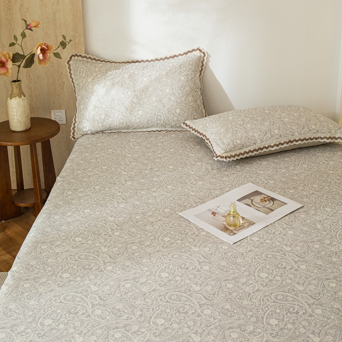 91家纺网 家纺一手货源 找家纺 优米家纺 2026新款棉麻印花床单单件床单单品 暮色织语