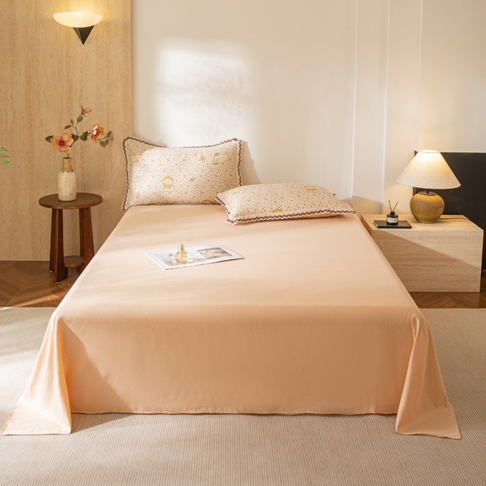 91家纺网 家纺一手货源 找家纺 优米家纺 2026新款棉麻印花床单单件床单单品 玉颜粉