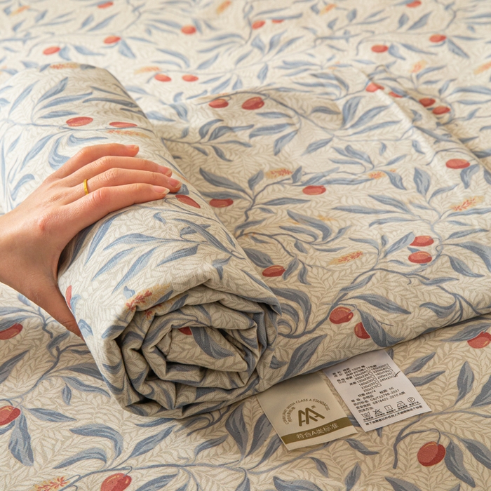 91家纺网 家纺一手货源 找家纺 优米家纺 2026新款棉麻印花床单单件床单单品 热带汐语