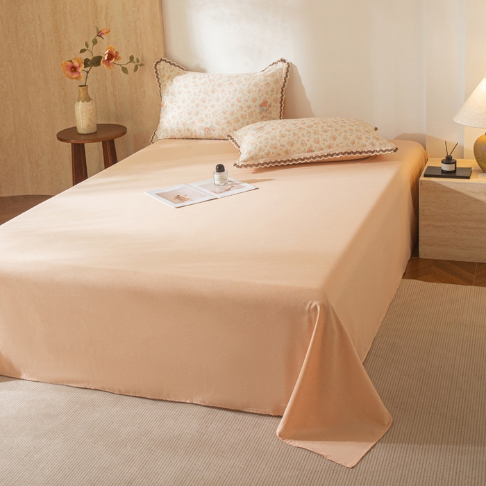 91家纺网 家纺一手货源 找家纺 优米家纺 2026新款棉麻印花床单单件床单单品 玉颜粉