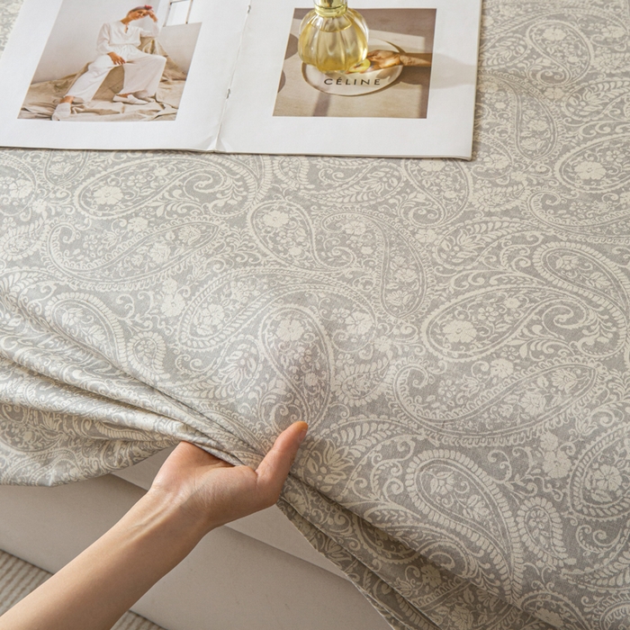 91家纺网 家纺一手货源 找家纺 优米家纺 2026新款棉麻印花床单单件床单单品 暮色织语