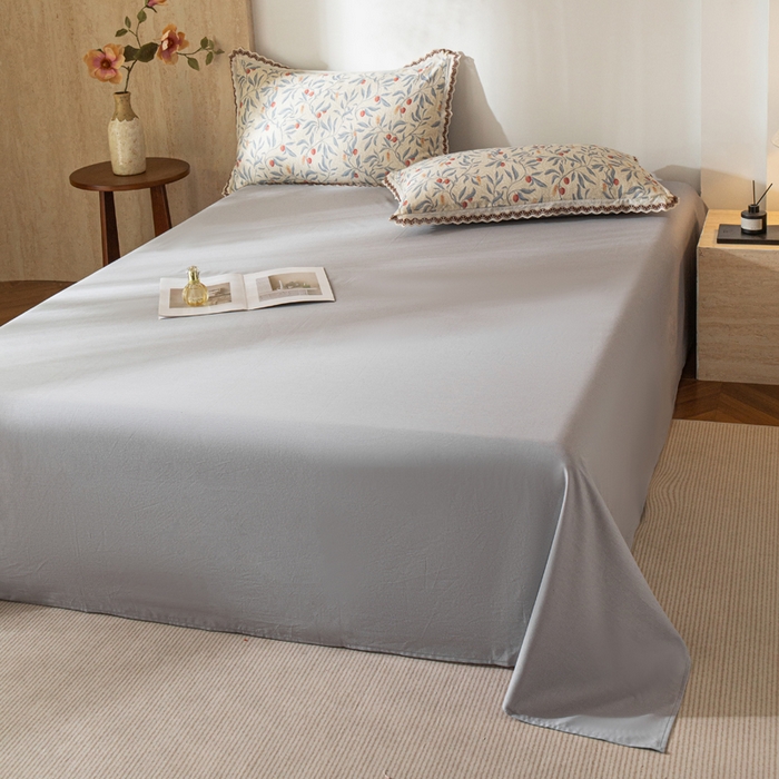 91家纺网 家纺一手货源 找家纺 优米家纺 2026新款棉麻印花床单单件床单单品 暮云灰