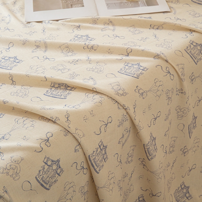 91家纺网 家纺一手货源 找家纺 优米家纺 2026新款棉麻印花床单单件床单单品 木马乐园