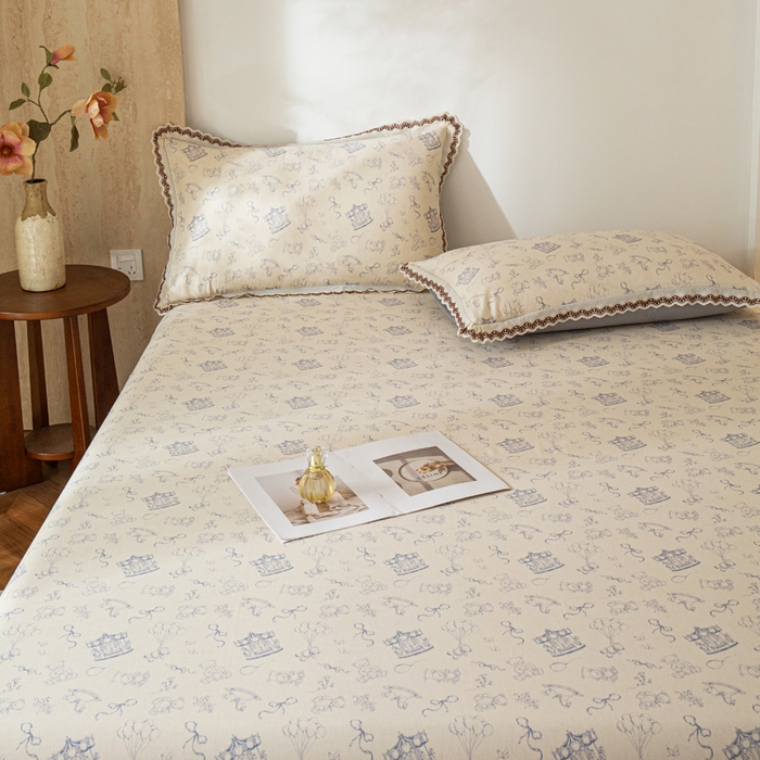 91家纺网 家纺一手货源 找家纺 优米家纺 2026新款棉麻印花床单单件床单单品 木马乐园