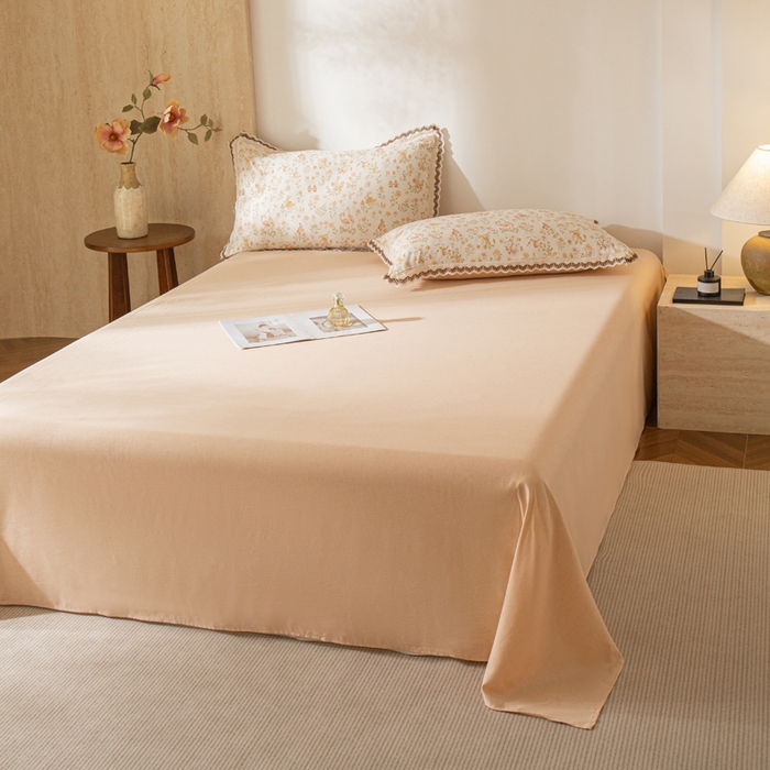 91家纺网 家纺一手货源 找家纺 优米家纺 2026新款棉麻印花床单单件床单单品 玉颜粉