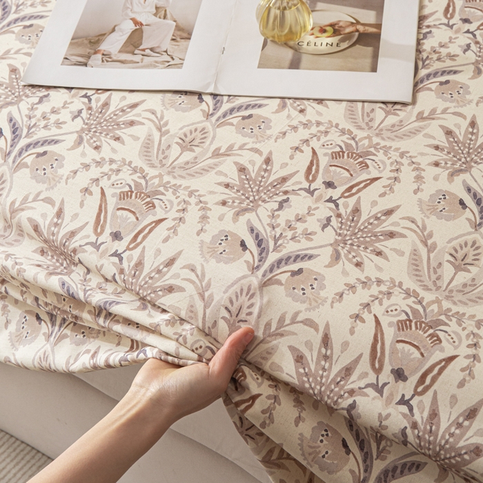 91家纺网 家纺一手货源 找家纺 优米家纺 2026新款棉麻印花床单单件床单单品 晨雾柔纱