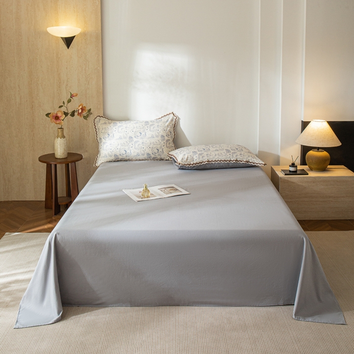 91家纺网 家纺一手货源 找家纺 优米家纺 2026新款棉麻印花床单单件床单单品 暮云灰