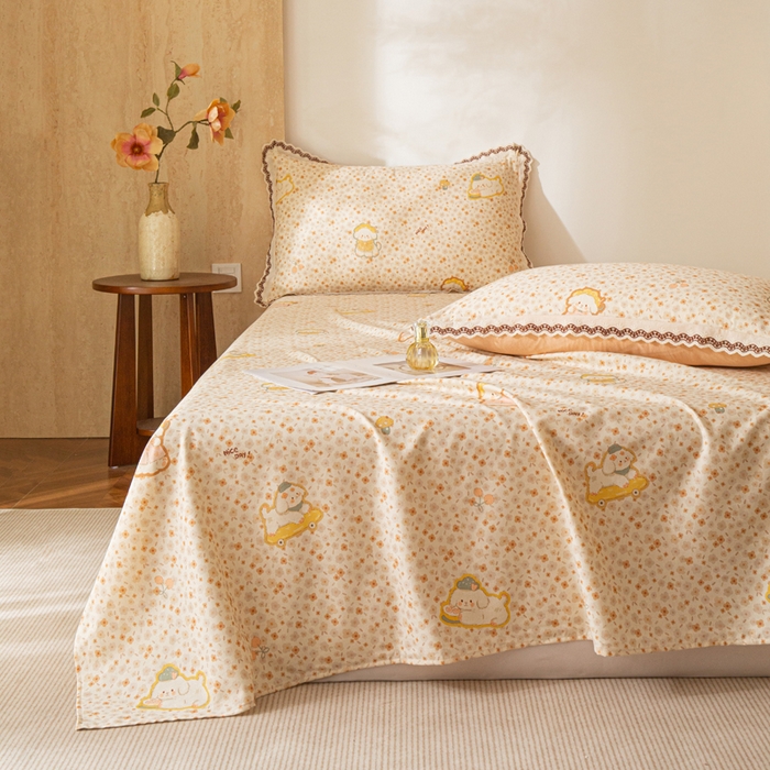 91家纺网 家纺一手货源 找家纺 优米家纺 2026新款棉麻印花床单单件床单单品 狗狗乐园