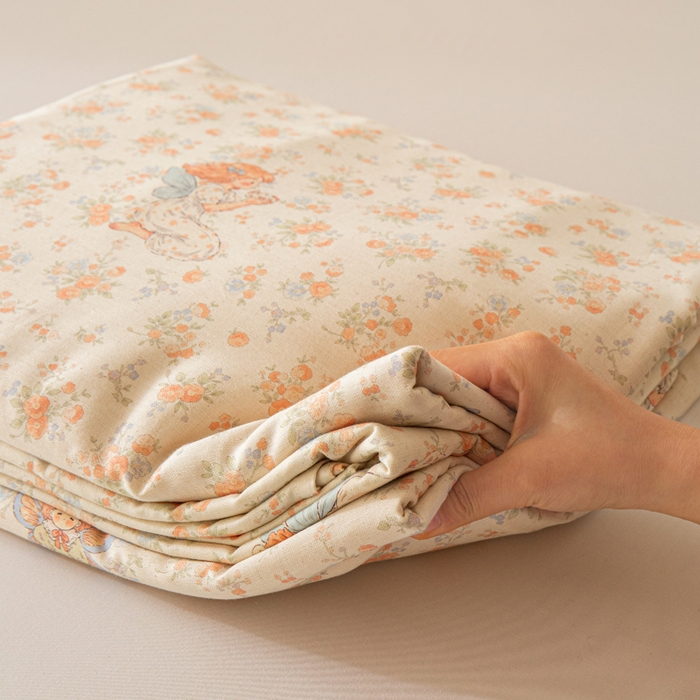 91家纺网 家纺一手货源 找家纺 优米家纺 2026新款棉麻印花床单单件床单单品 精灵仙子