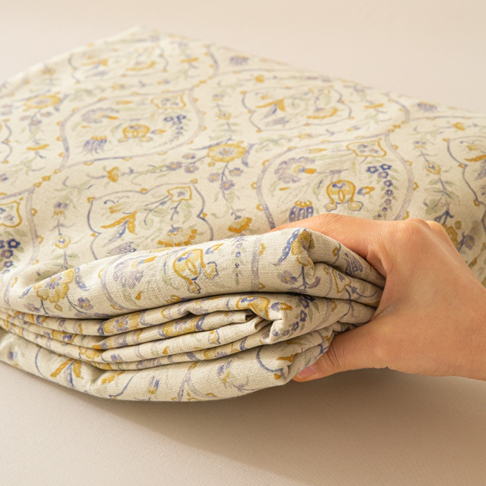 91家纺网 家纺一手货源 找家纺 优米家纺 2026新款棉麻印花床单单件床单单品 蔓叶森语