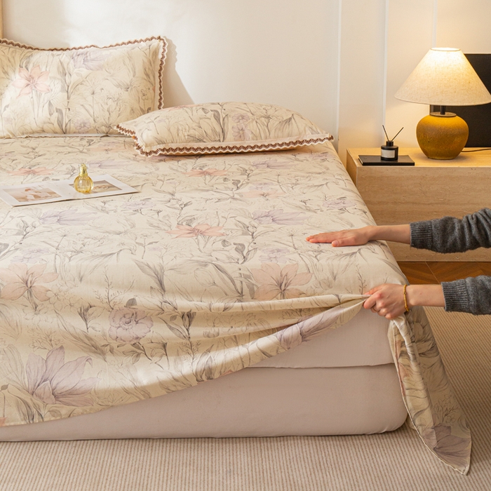 91家纺网 家纺一手货源 找家纺 优米家纺 2026新款棉麻印花床单单件床单单品 林语花眠