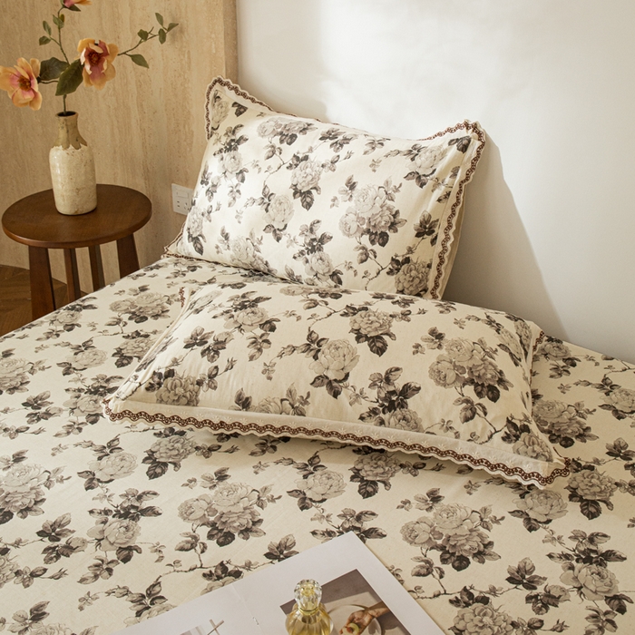 91家纺网 家纺一手货源 找家纺 优米家纺 2026新款棉麻印花床单单件床单单品 月光纱