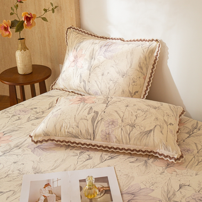 91家纺网 家纺一手货源 找家纺 优米家纺 2026新款棉麻印花床单单件床单单品 林语花眠