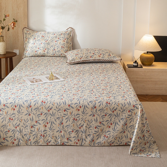 91家纺网 家纺一手货源 找家纺 优米家纺 2026新款棉麻印花床单单件床单单品 热带汐语