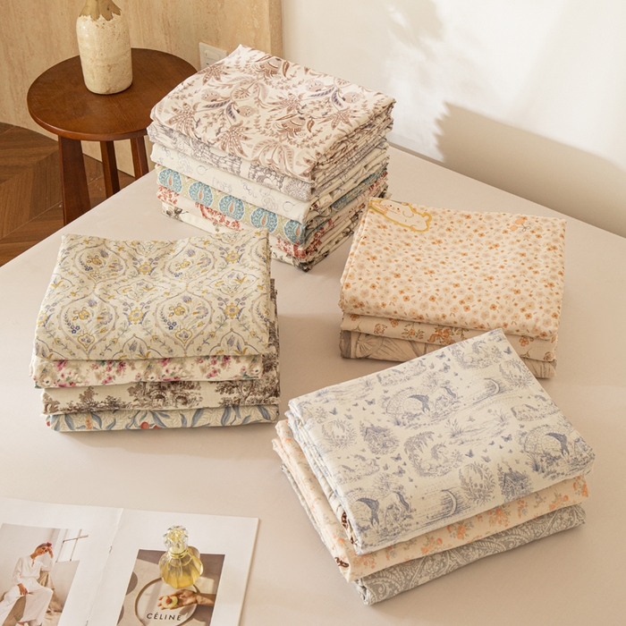 91家纺网 家纺一手货源 找家纺 优米家纺 2026新款棉麻印花床单单件床单单品 组合图仅供参考不可下单