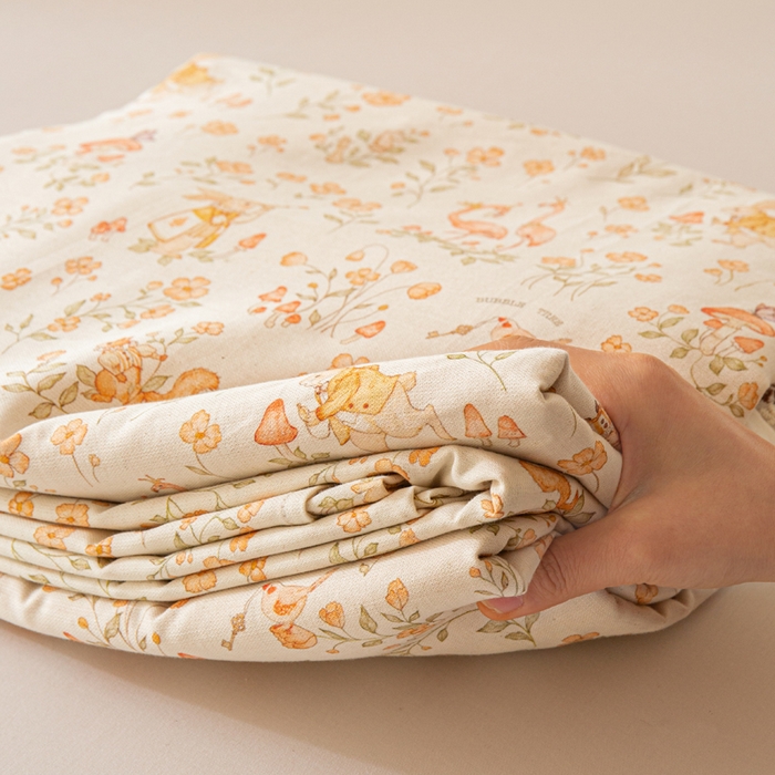 91家纺网 家纺一手货源 找家纺 优米家纺 2026新款棉麻印花床单单件床单单品 七彩童话