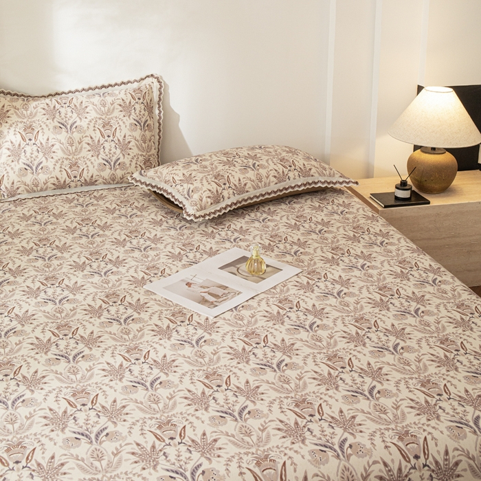 91家纺网 家纺一手货源 找家纺 优米家纺 2026新款棉麻印花床单单件床单单品 晨雾柔纱