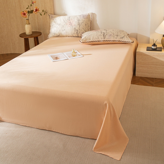 91家纺网 家纺一手货源 找家纺 优米家纺 2026新款棉麻印花床单单件床单单品 玉颜粉