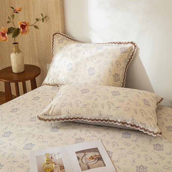 91家纺网 家纺一手货源 找家纺 优米家纺 2026新款棉麻印花床单单件床单单品 木马乐园