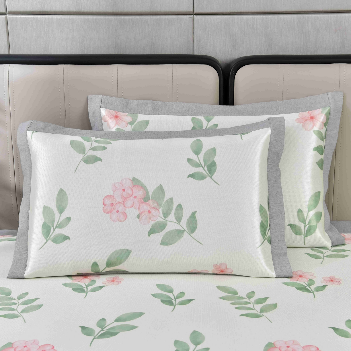 91家纺网 家纺一手货源 找家纺 小牛席业 2026新款碳光凉感印花冰丝凉枕套单枕套枕套单件系列 花间集