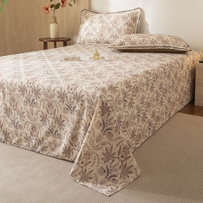 91家纺网 家纺一手货源 找家纺 优米家纺 2026新款棉麻印花床单单件床单单品 晨雾柔纱