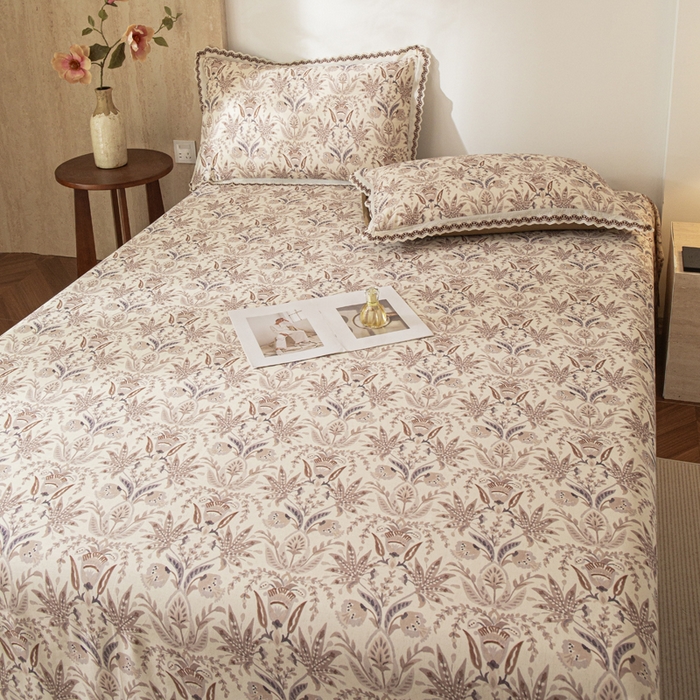 91家纺网 家纺一手货源 找家纺 优米家纺 2026新款棉麻印花床单单件床单单品 晨雾柔纱