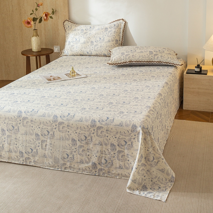 优米家纺 2026新款棉麻印花床单单件床单单品 以梦为马