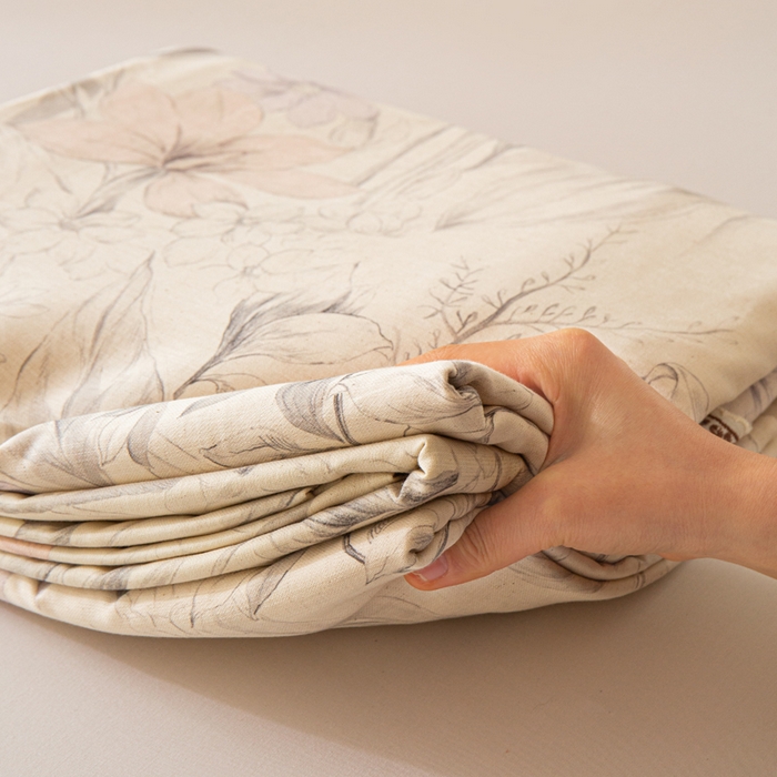 91家纺网 家纺一手货源 找家纺 优米家纺 2026新款棉麻印花床单单件床单单品 林语花眠