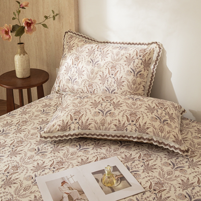 91家纺网 家纺一手货源 找家纺 优米家纺 2026新款棉麻印花床单单件床单单品 晨雾柔纱