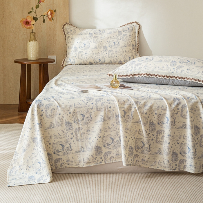 91家纺网 家纺一手货源 找家纺 优米家纺 2026新款棉麻印花床单单件床单单品 以梦为马