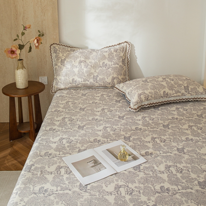 91家纺网 家纺一手货源 找家纺 优米家纺 2026新款棉麻印花床单单件床单单品 夜曲