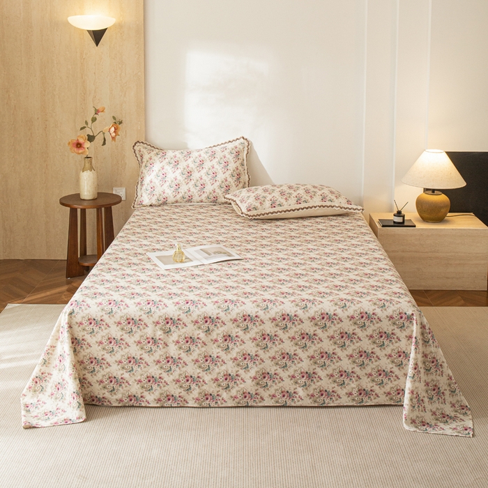 91家纺网 家纺一手货源 找家纺 优米家纺 2026新款棉麻印花床单单件床单单品 花熙