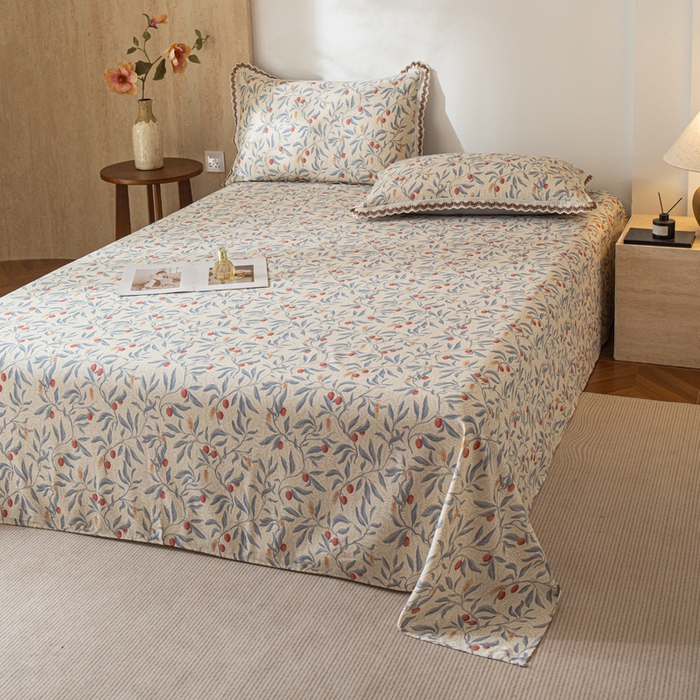 优米家纺 2026新款棉麻印花床单单件床单单品 热带汐语