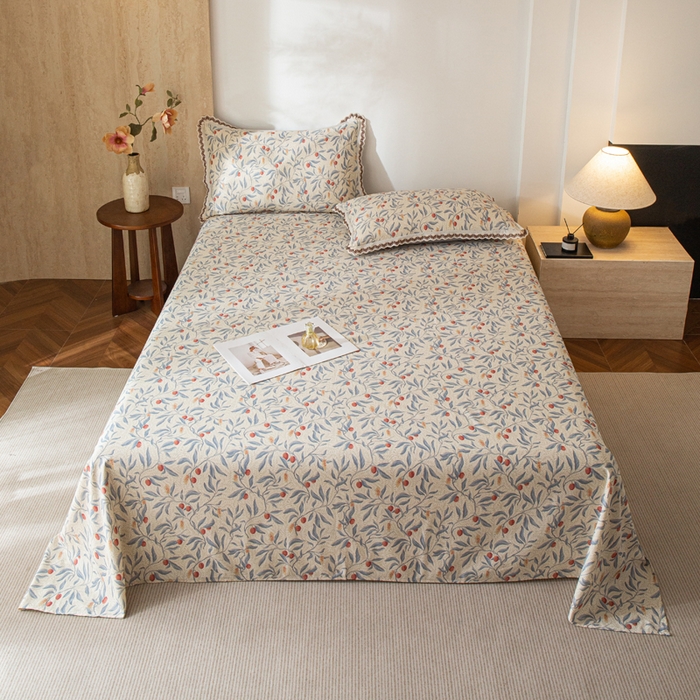 91家纺网 家纺一手货源 找家纺 优米家纺 2026新款棉麻印花床单单件床单单品 热带汐语