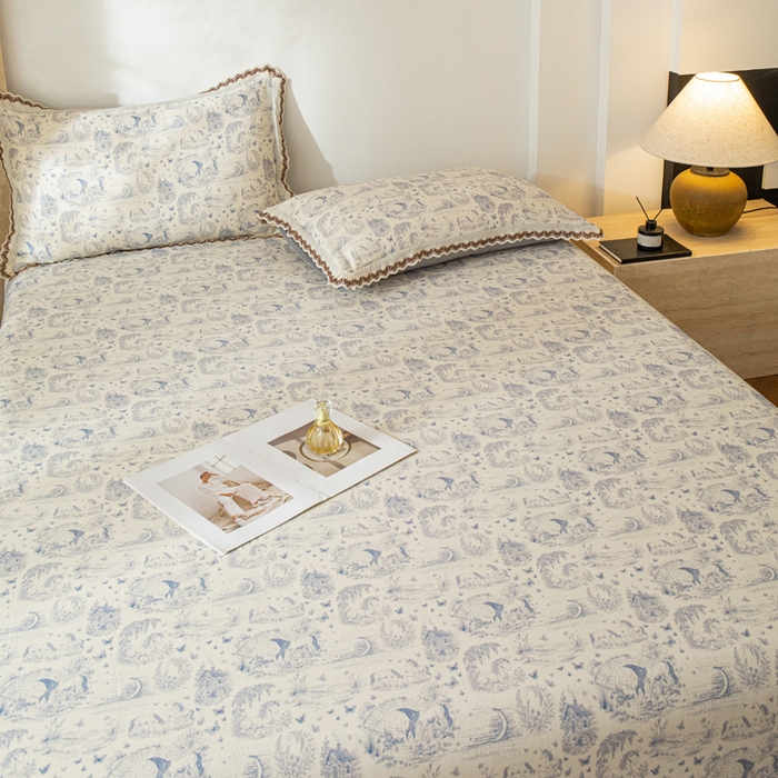 91家纺网 家纺一手货源 找家纺 优米家纺 2026新款棉麻印花床单单件床单单品 以梦为马